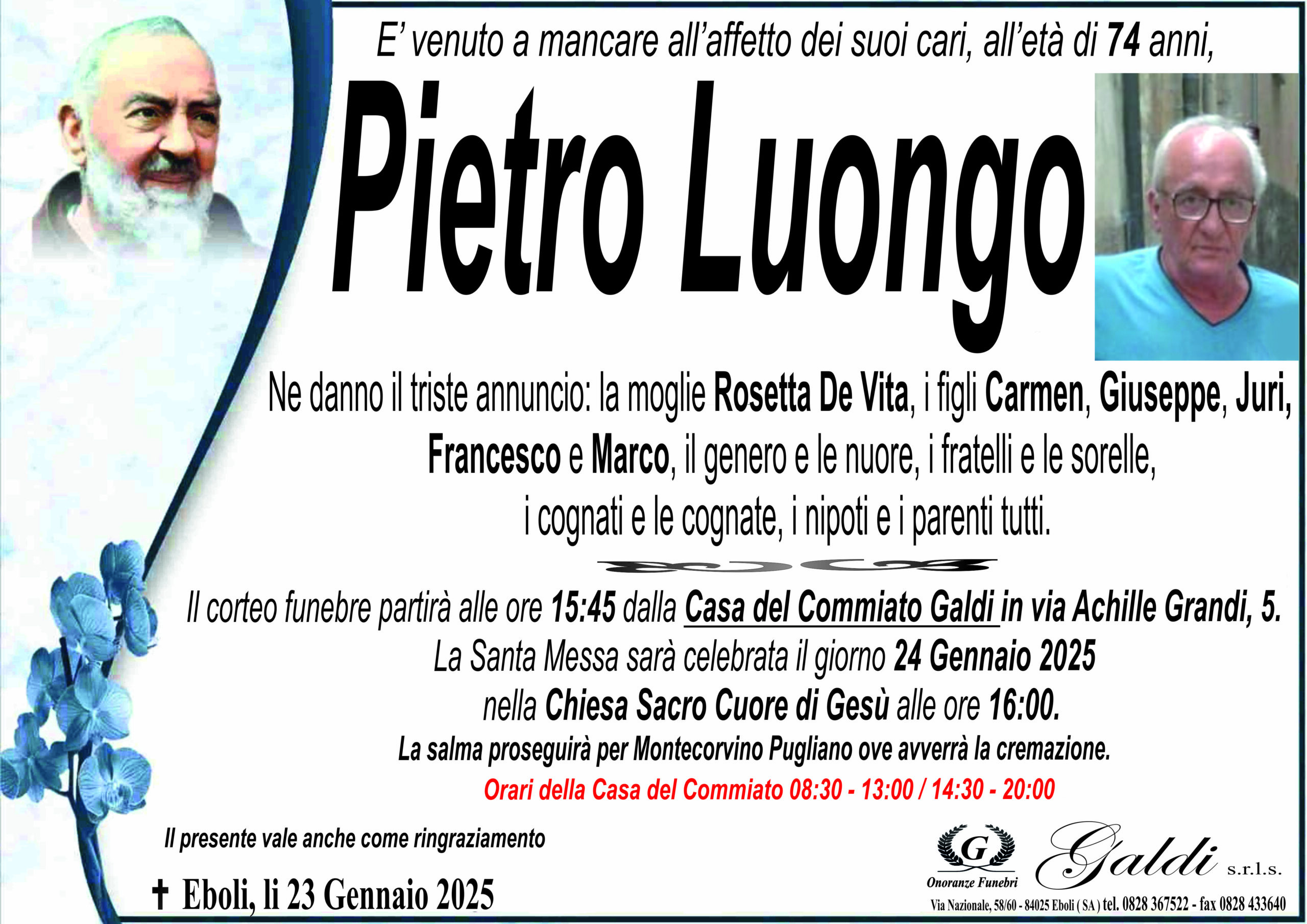Pietro Luongo a Eboli - Onoranze Funebri Galdi