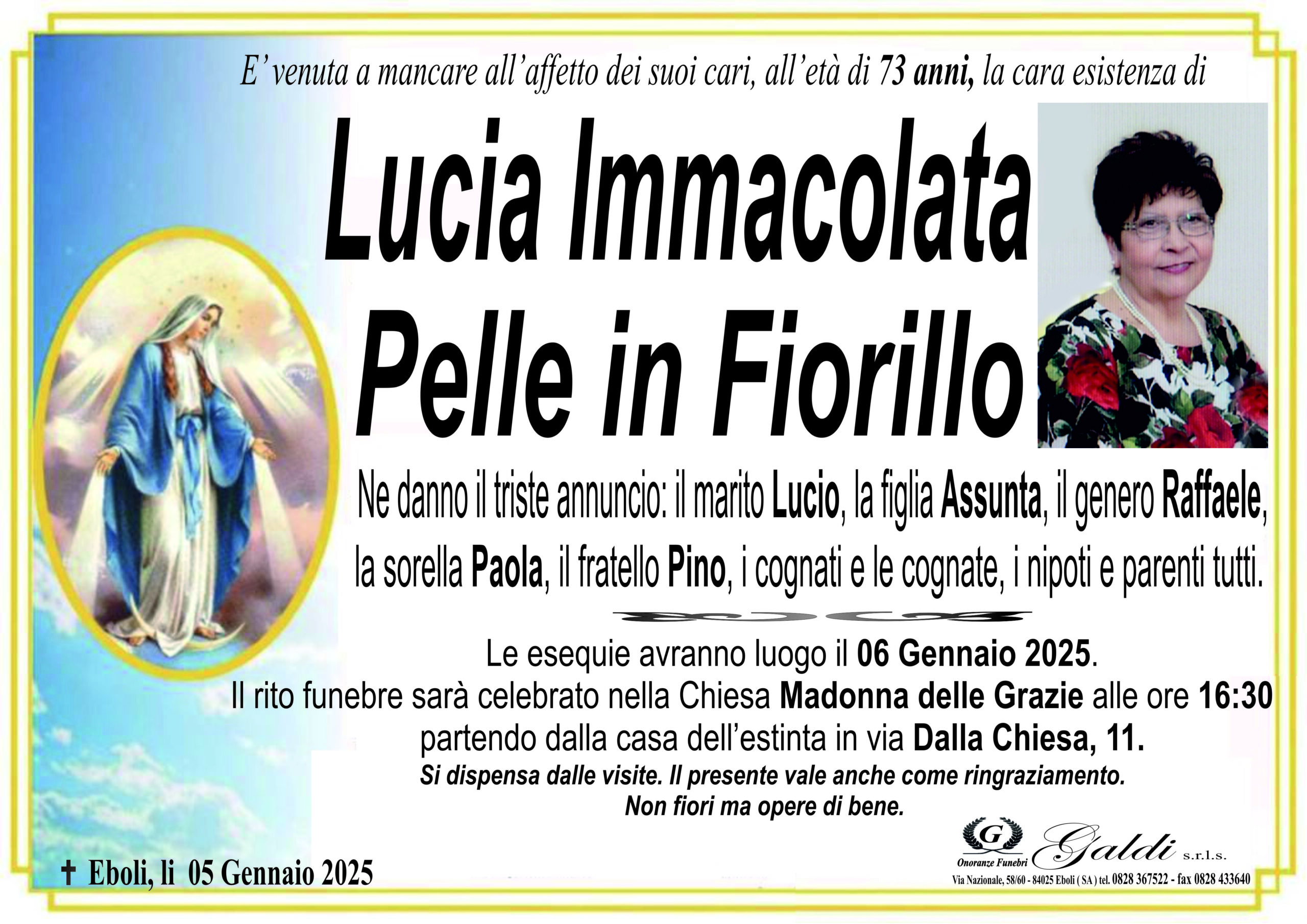 Lucia Immacolata Pelle a Eboli - Onoranze Funebri Galdi