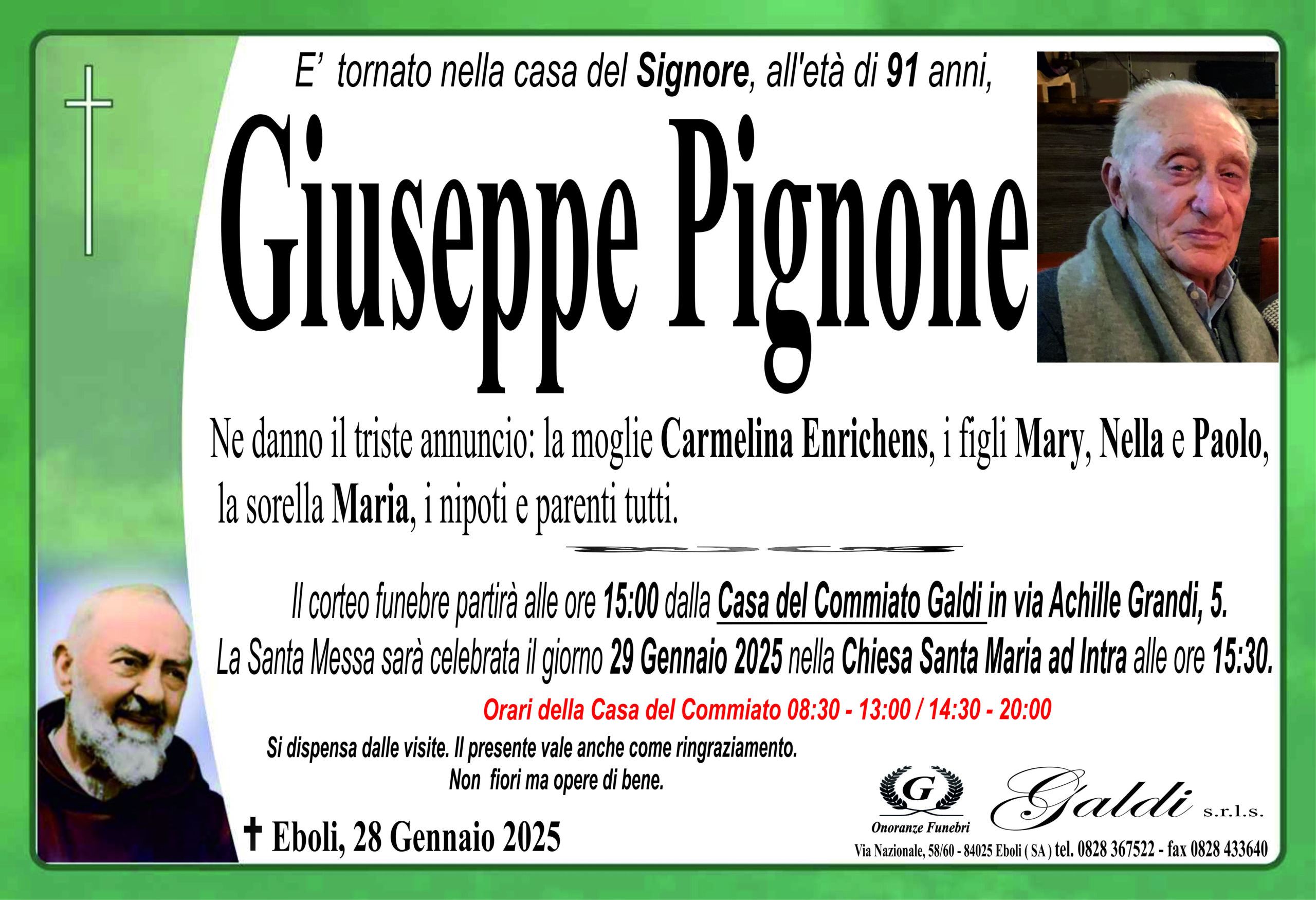 Giuseppe Pignone a Eboli - Onoranze Funebri Galdi