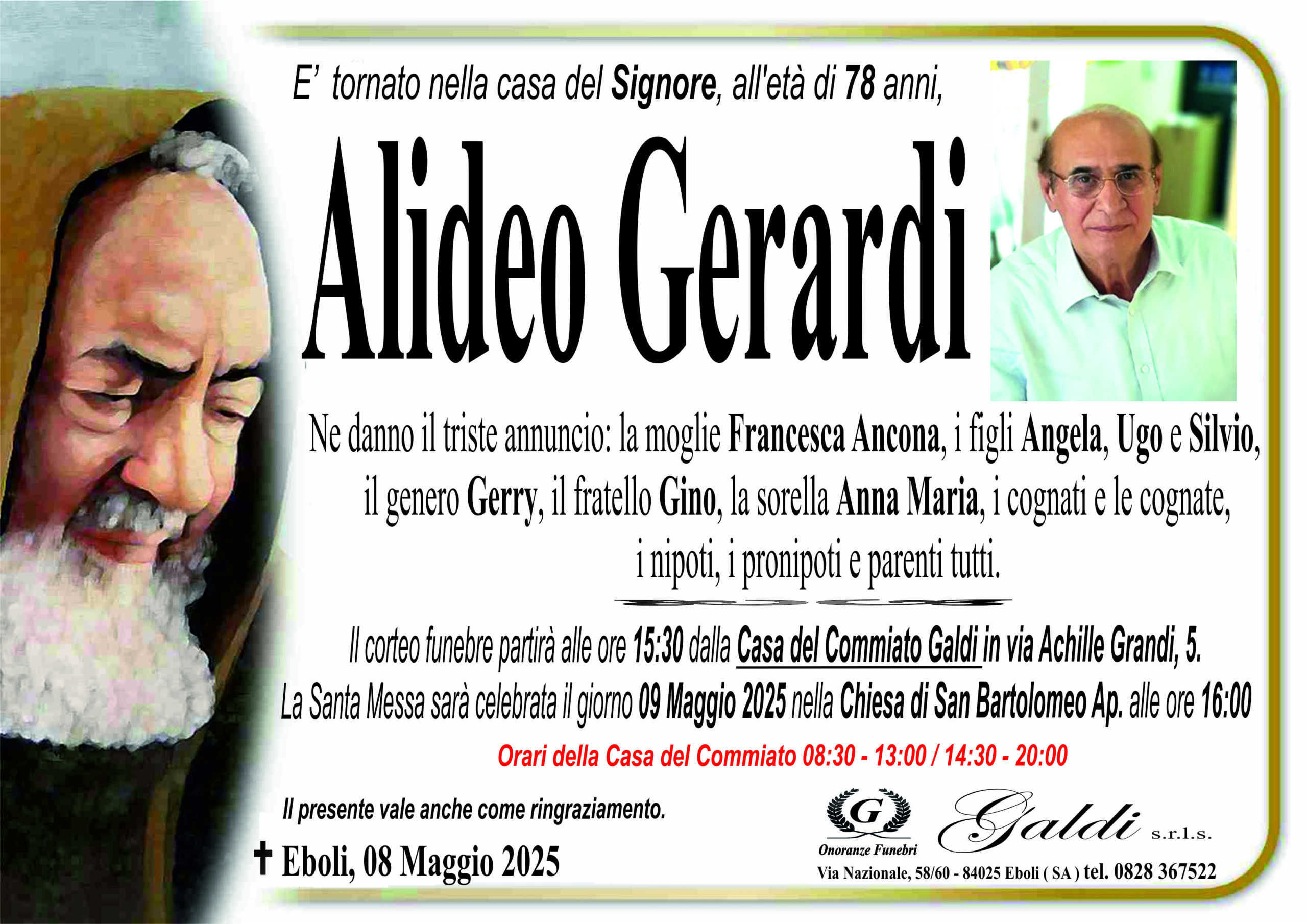 Alideo Gerardi a Eboli - Onoranze Funebri Galdi