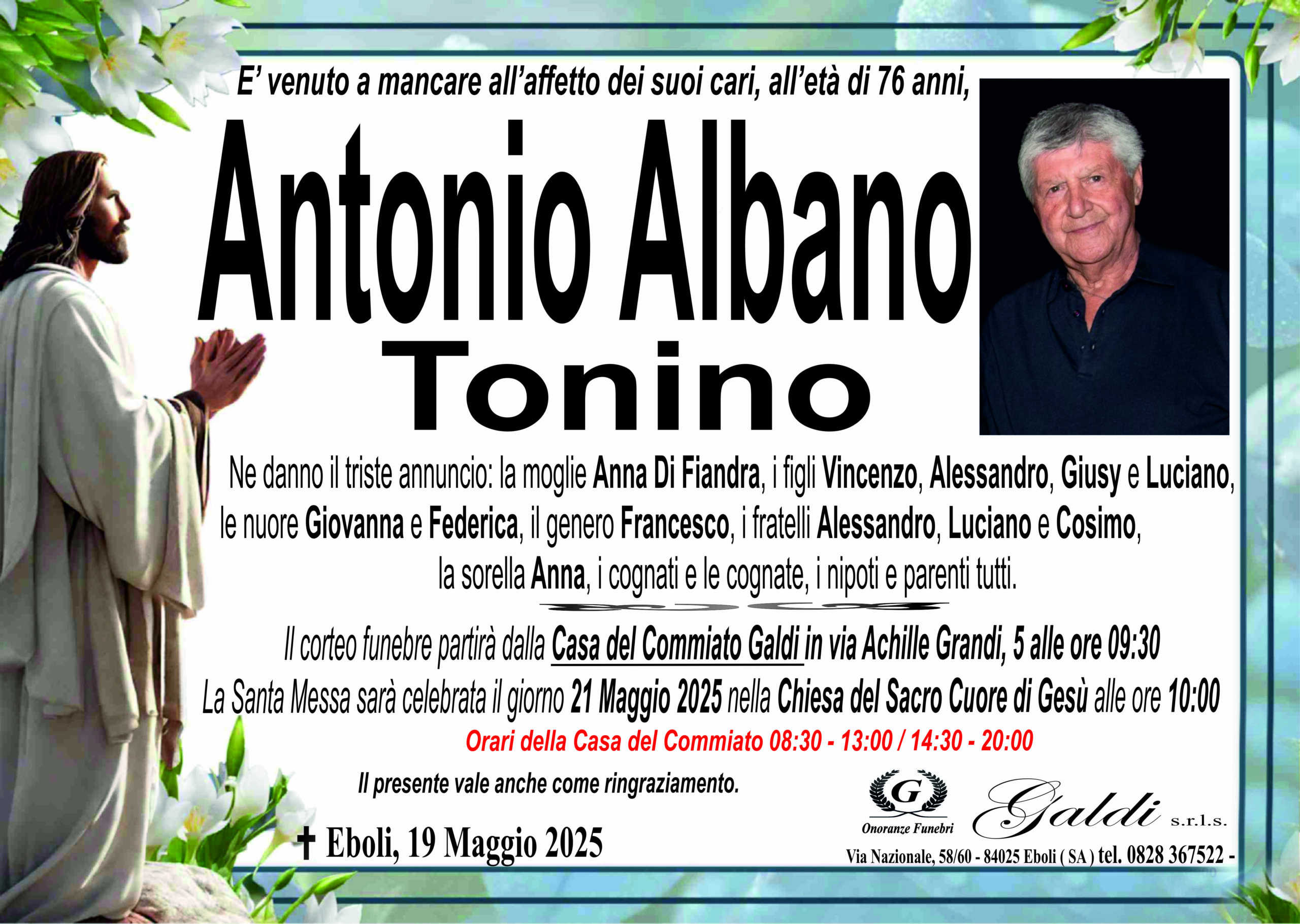 Antonio Albano a Eboli - Onoranze Funebri Galdi