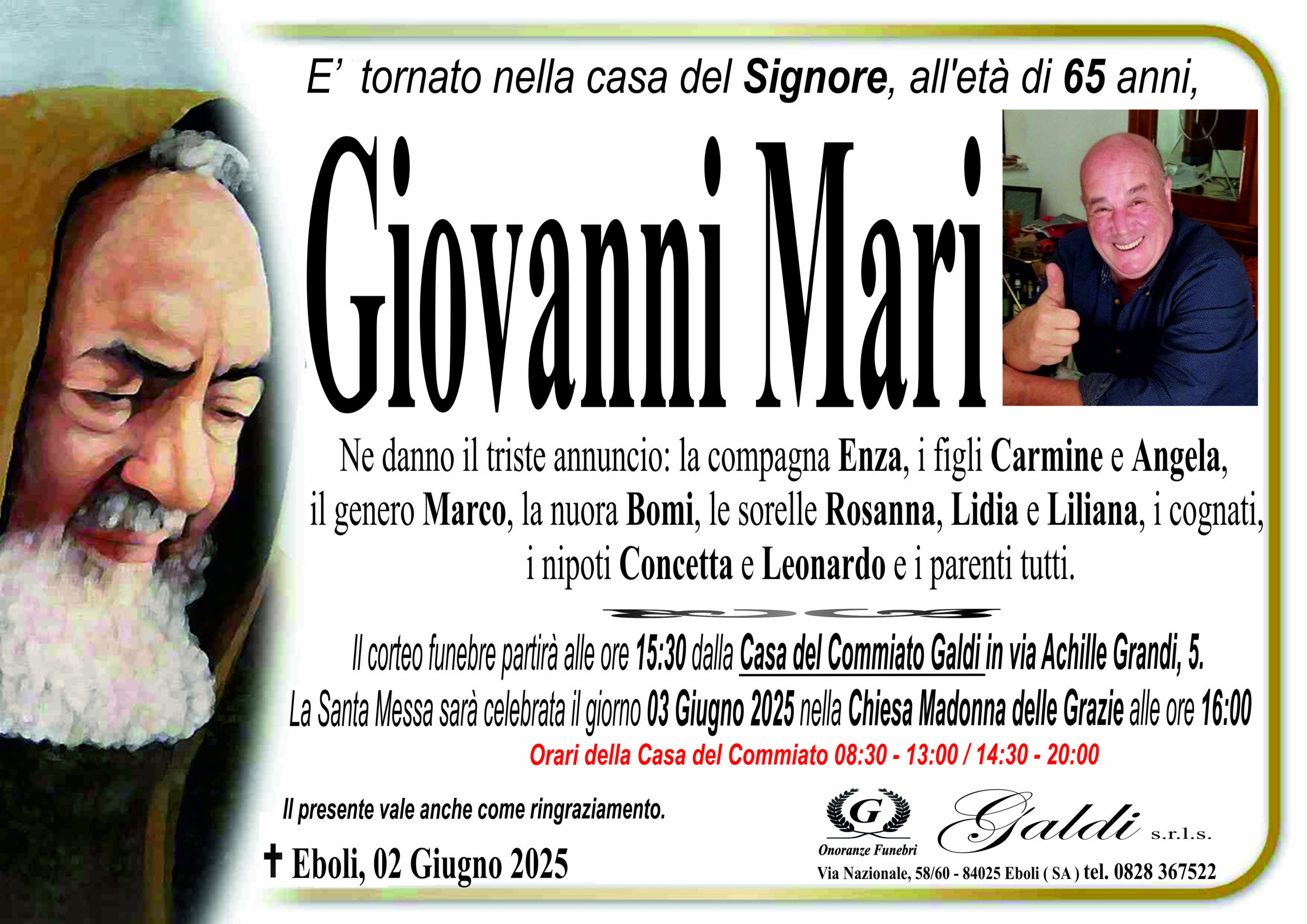 Giovanni Mari a Eboli - Onoranze Funebri Galdi