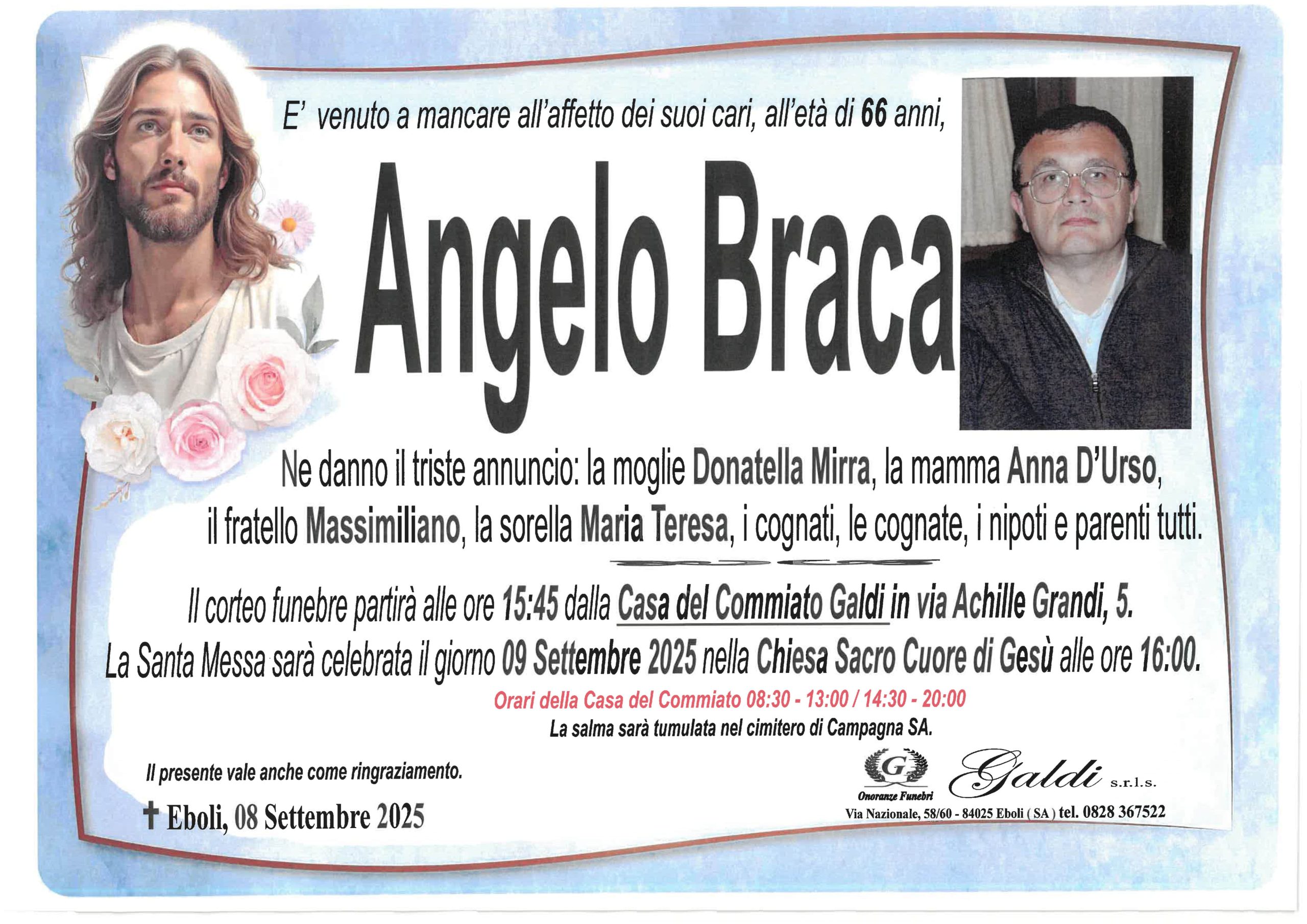 Angelo Braca a Eboli - Onoranze Funebri Galdi