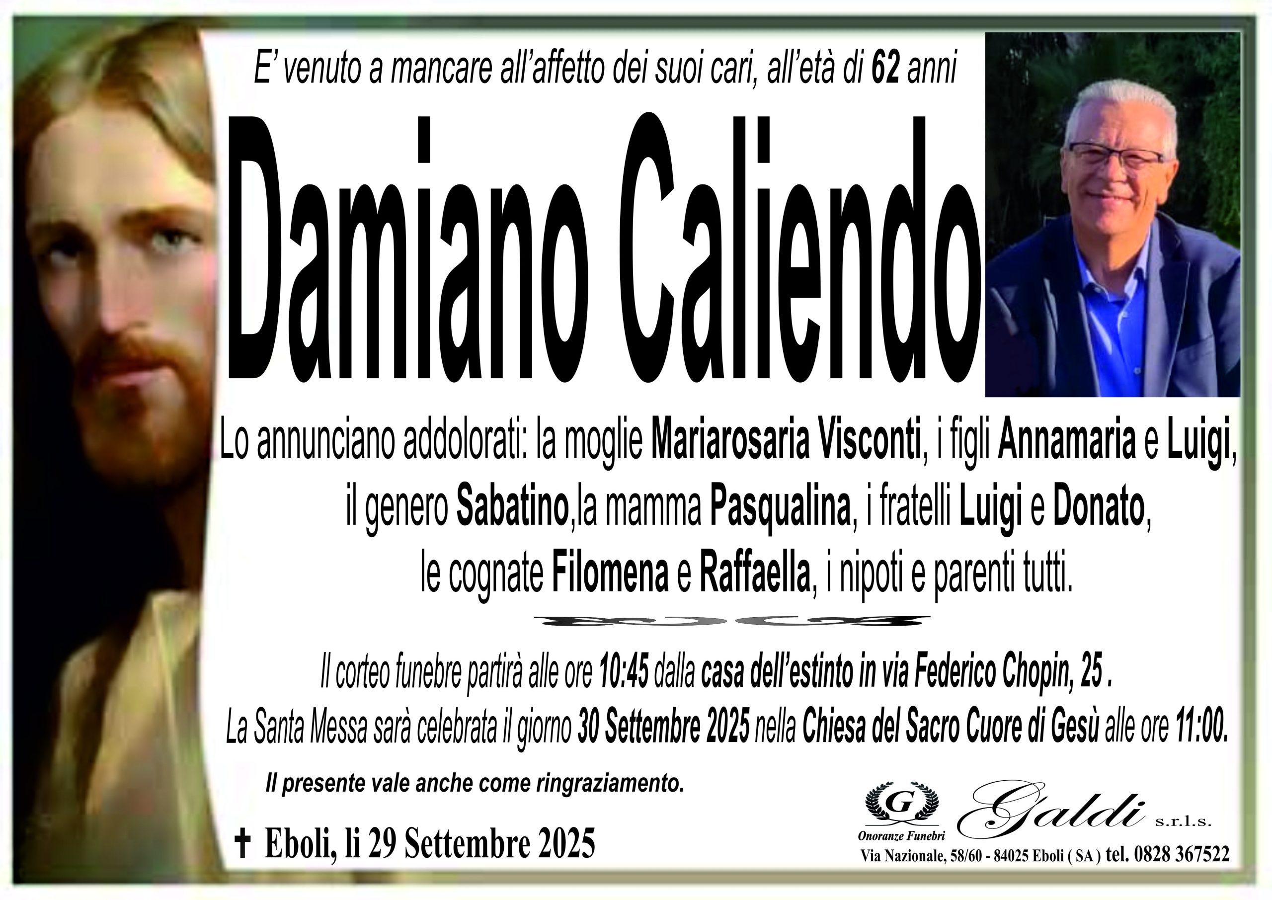 Damiano Caliendo a Eboli - Onoranze Funebri Galdi