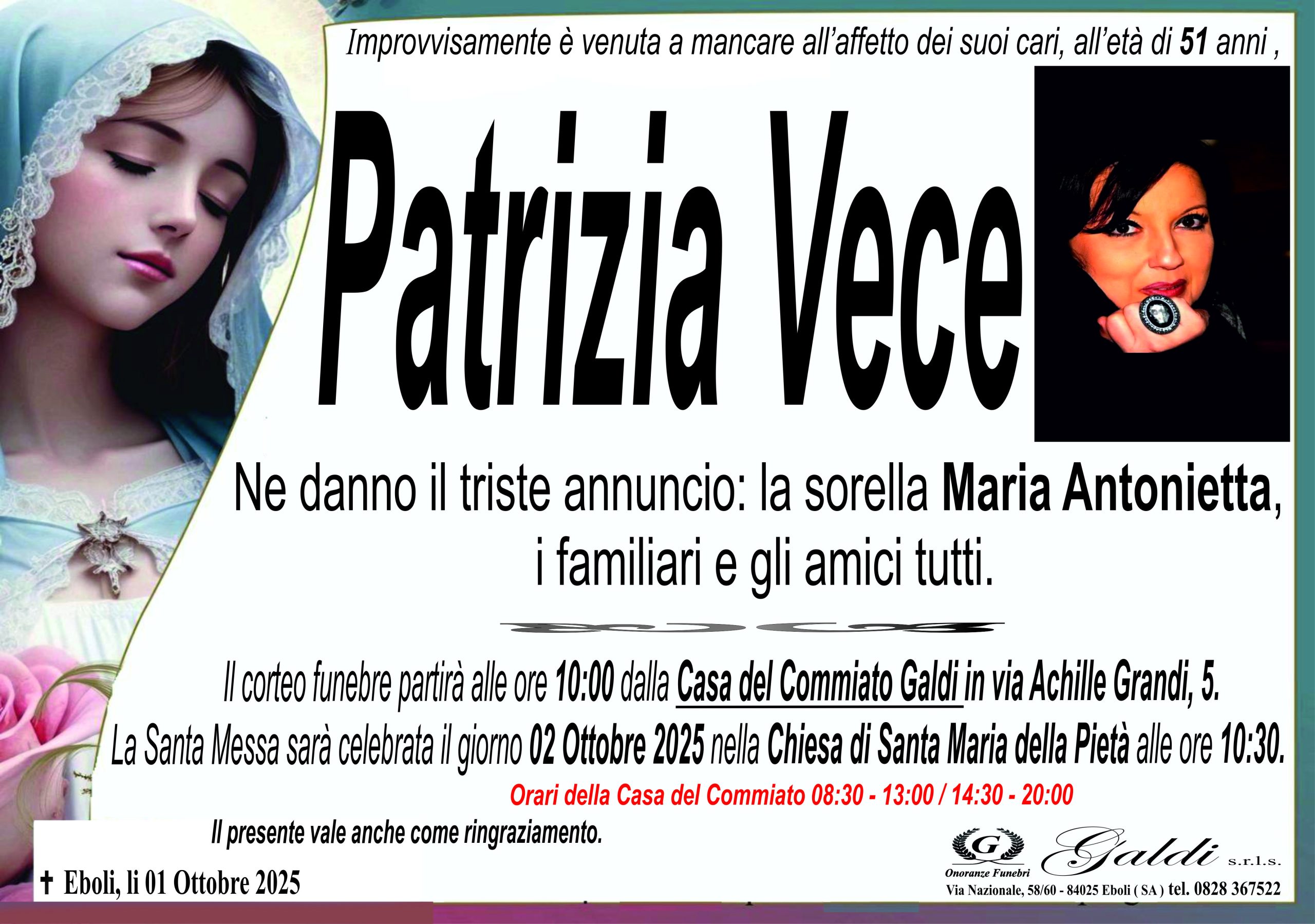 Patrizia Vece a Eboli - Onoranze Funebri Galdi