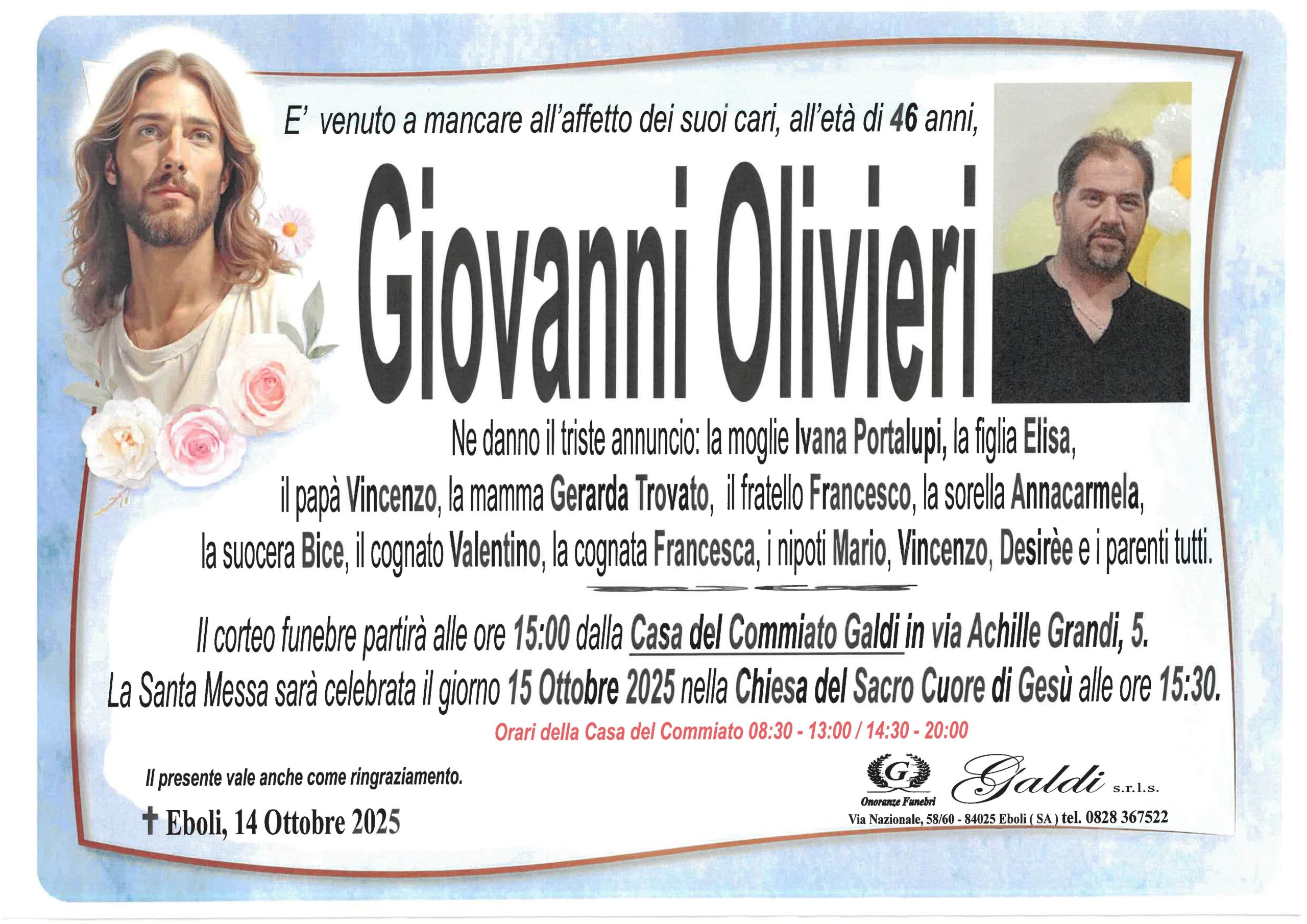 Giovanni Olivieri a Eboli - Onoranze Funebri Galdi