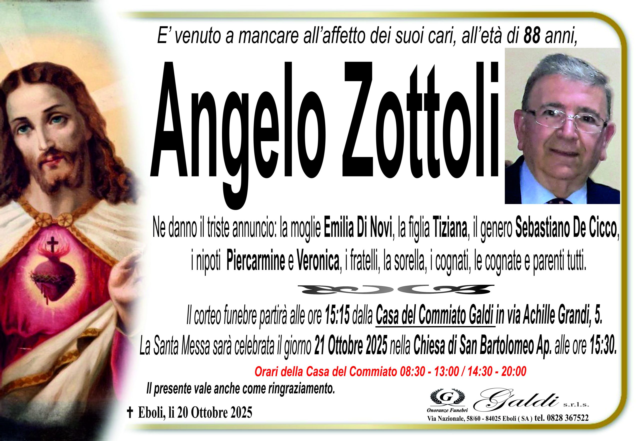 Angelo Zottoli a Eboli - Onoranze Funebri Galdi