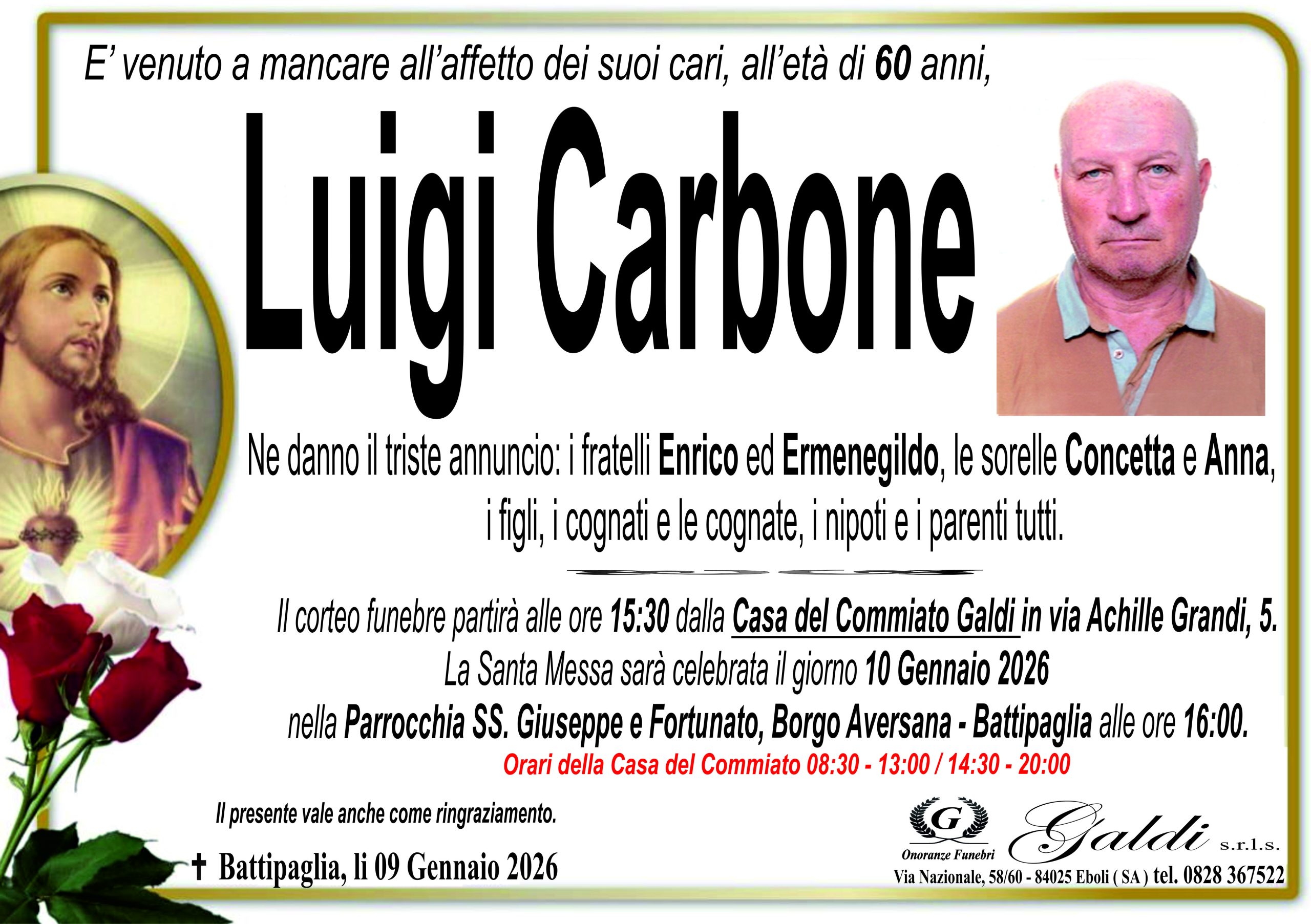 Luigi Carbone a Eboli - Onoranze Funebri Galdi