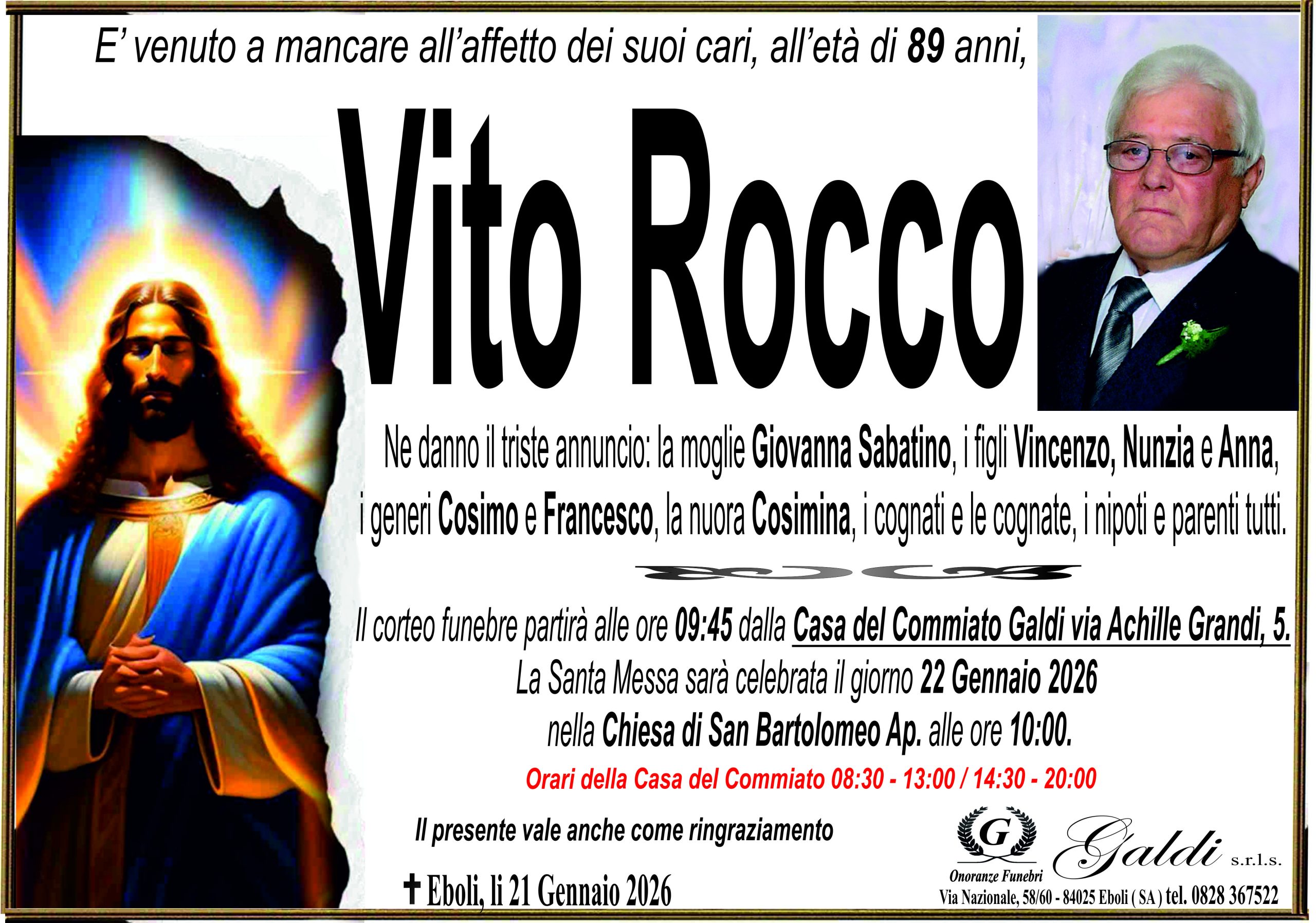 Vito Rocco a Eboli - Onoranze Funebri Galdi