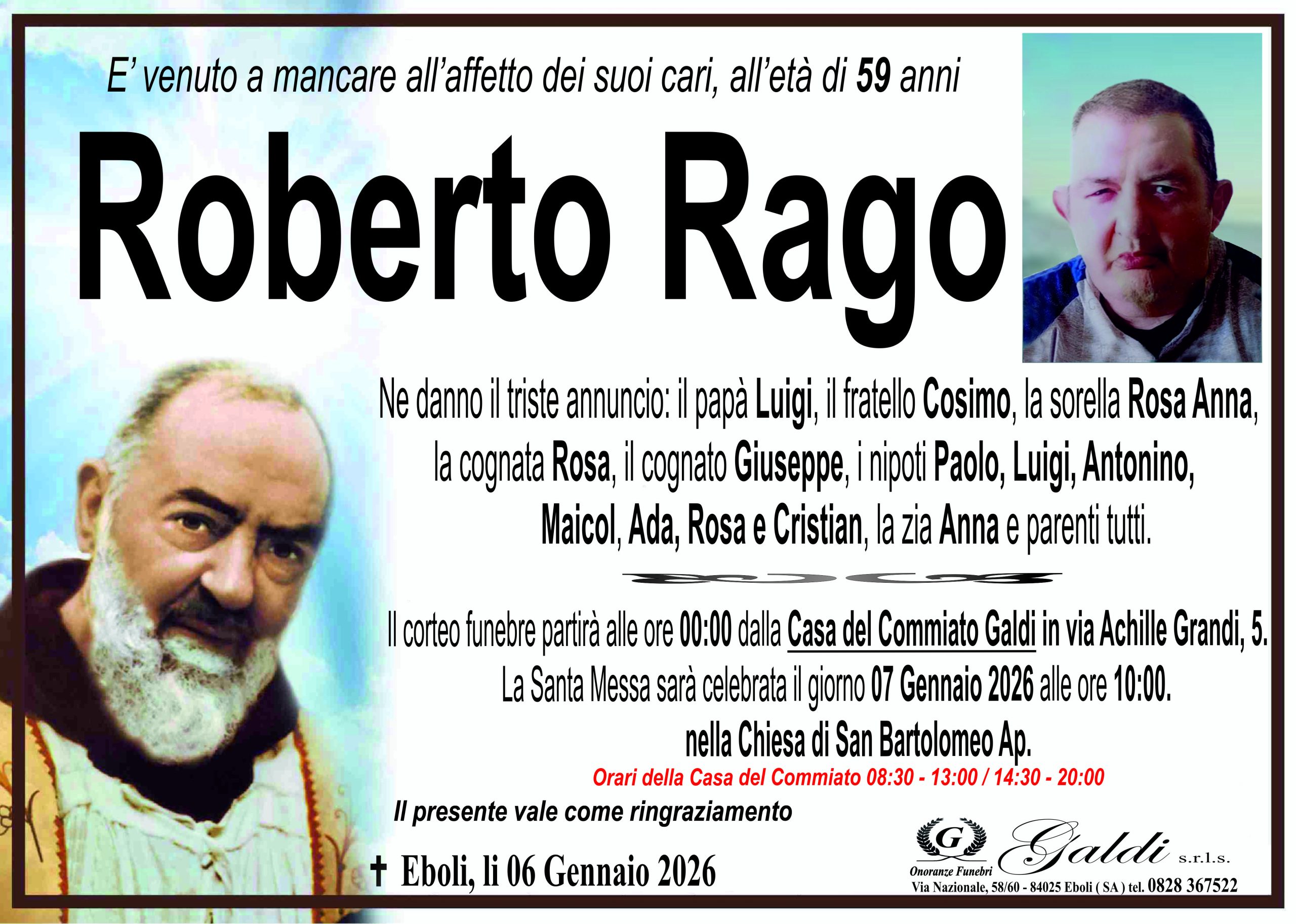 Roberto Rago a Eboli - Onoranze Funebri Galdi