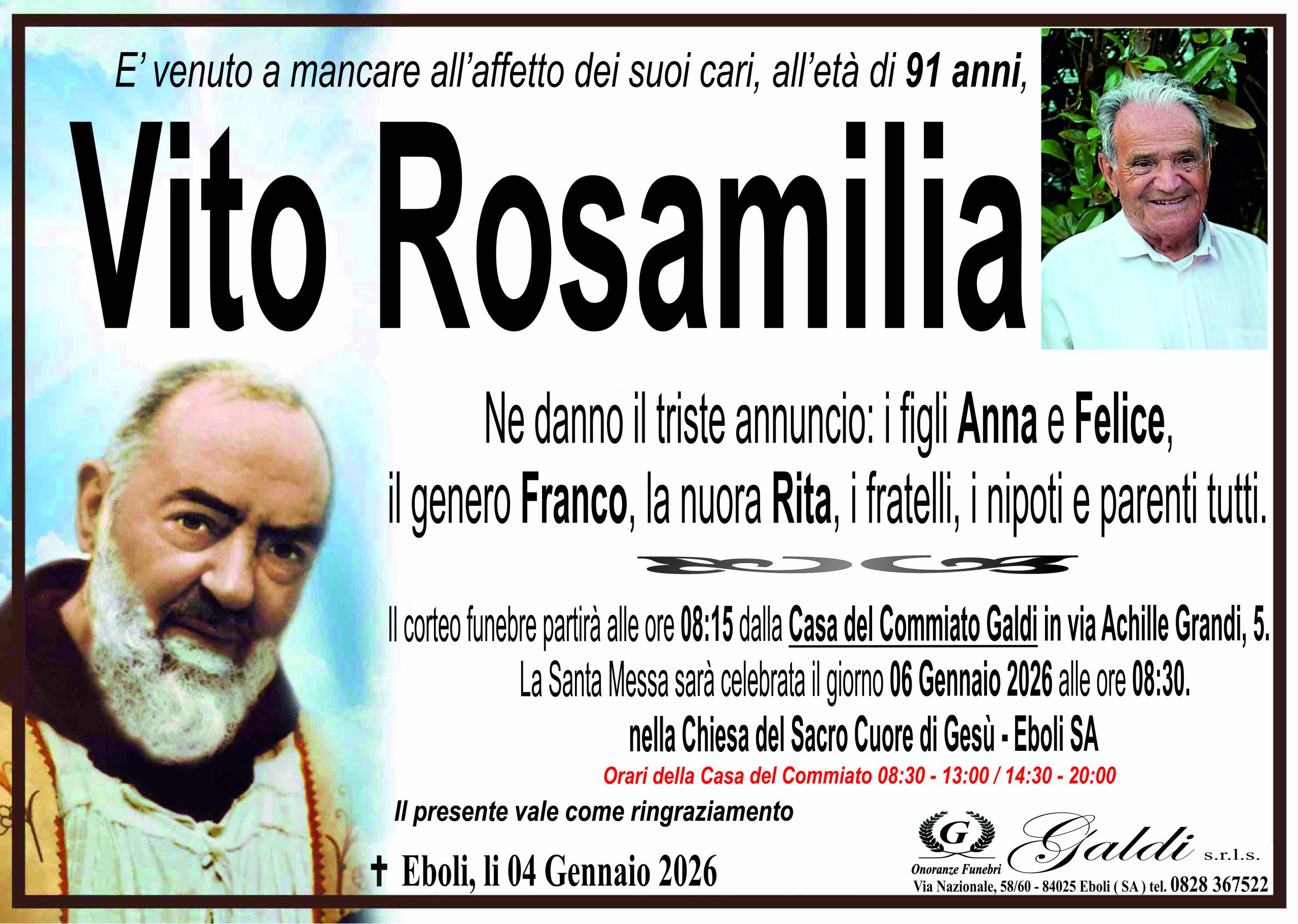 Vito Rosamilia a Eboli - Onoranze Funebri Galdi