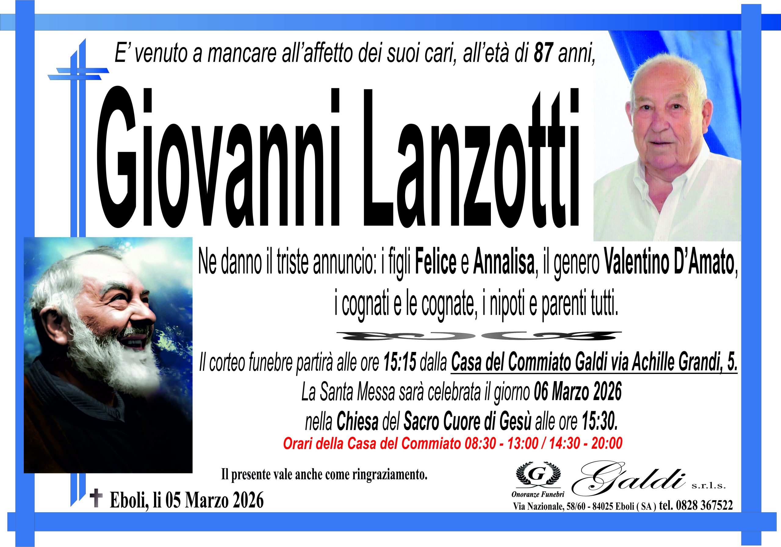 Giovanni Lanzotti Eboli - Onoranze Funebri Galdi