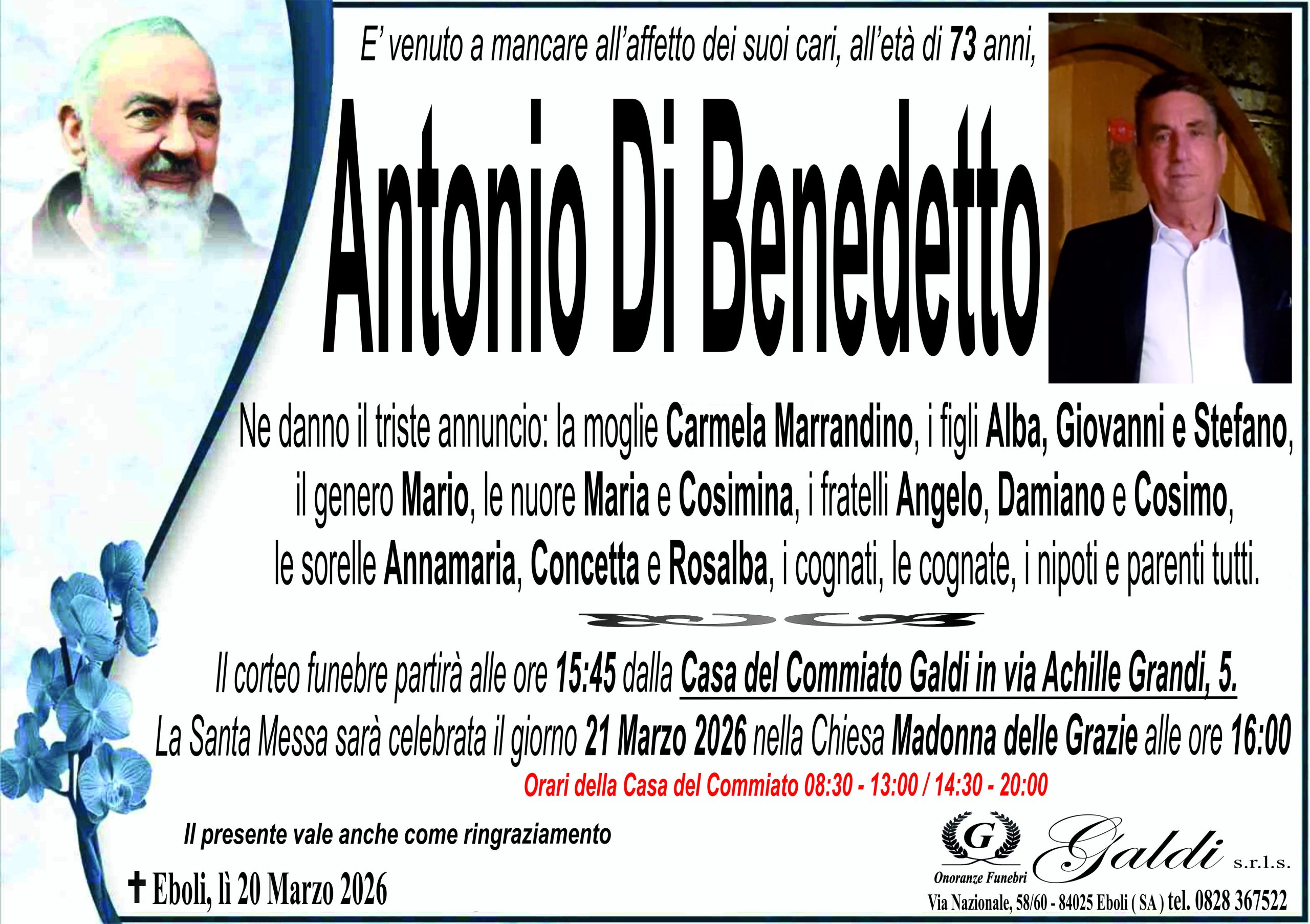 Antonio Di Benedetto a Eboli - Onoranze Funebri Galdi