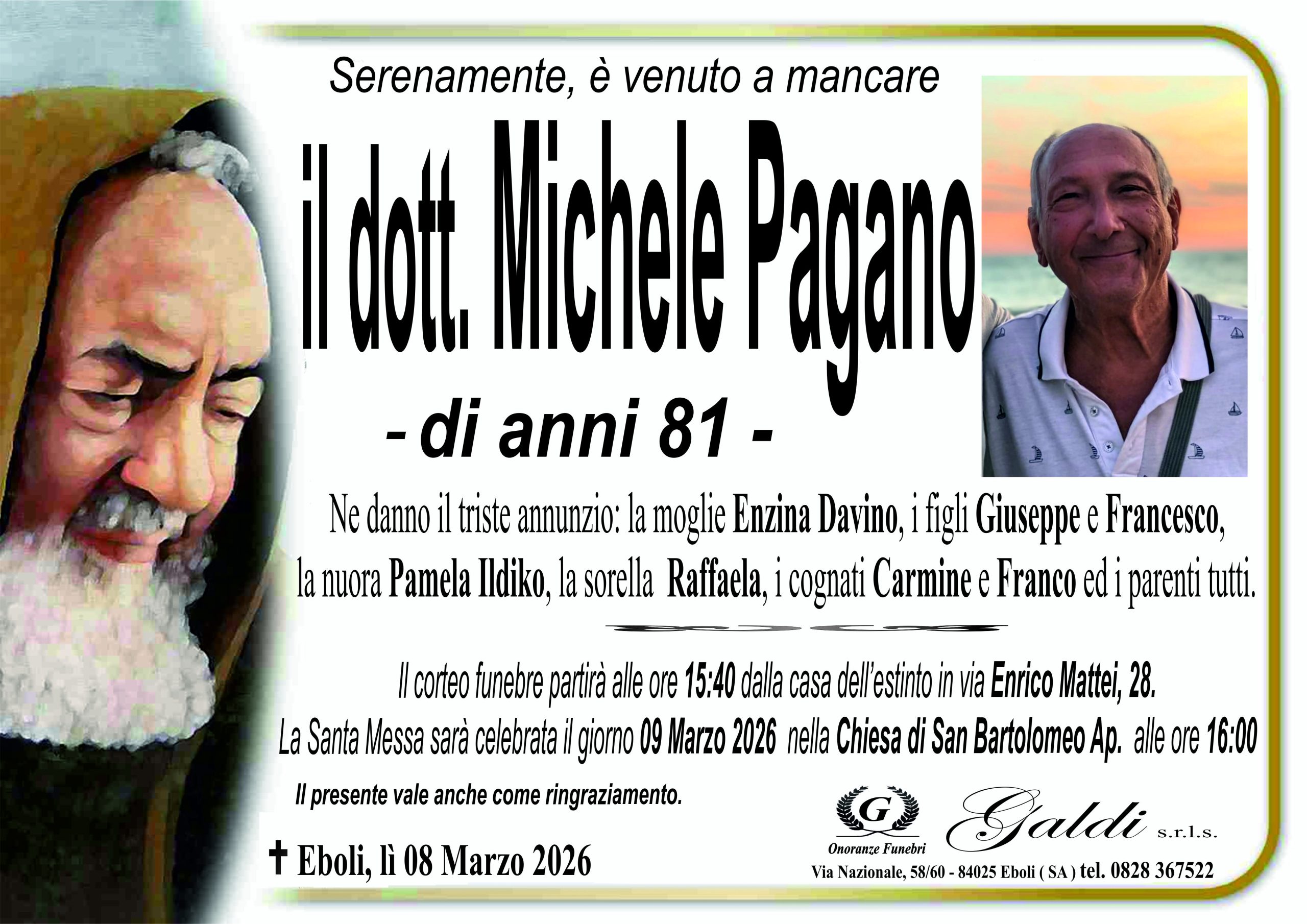 Michele Pagano a Eboli - Onoranze Funebri Galdi