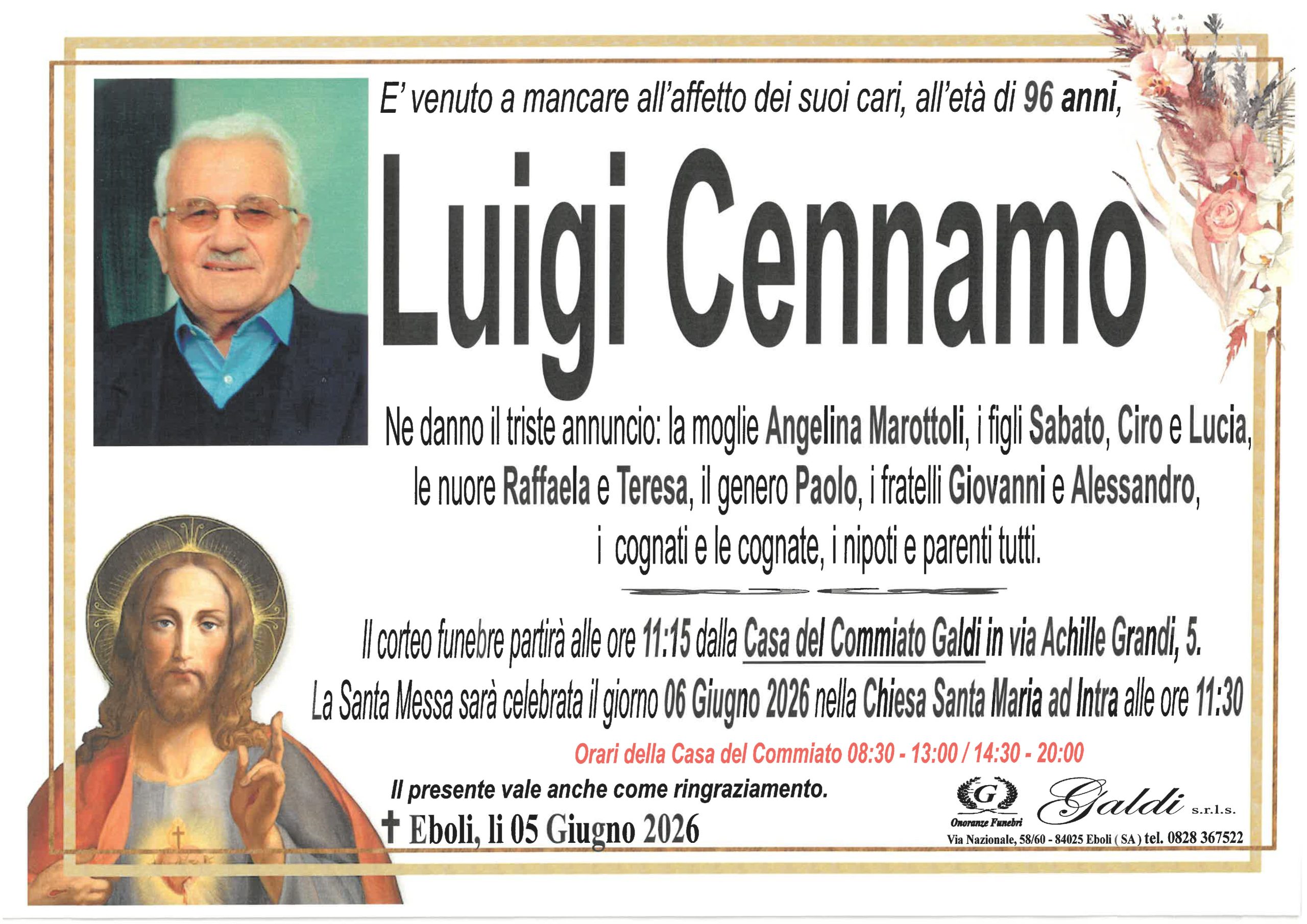 Luigi Cennamo a Eboli - Onoranze Funebri Galdi