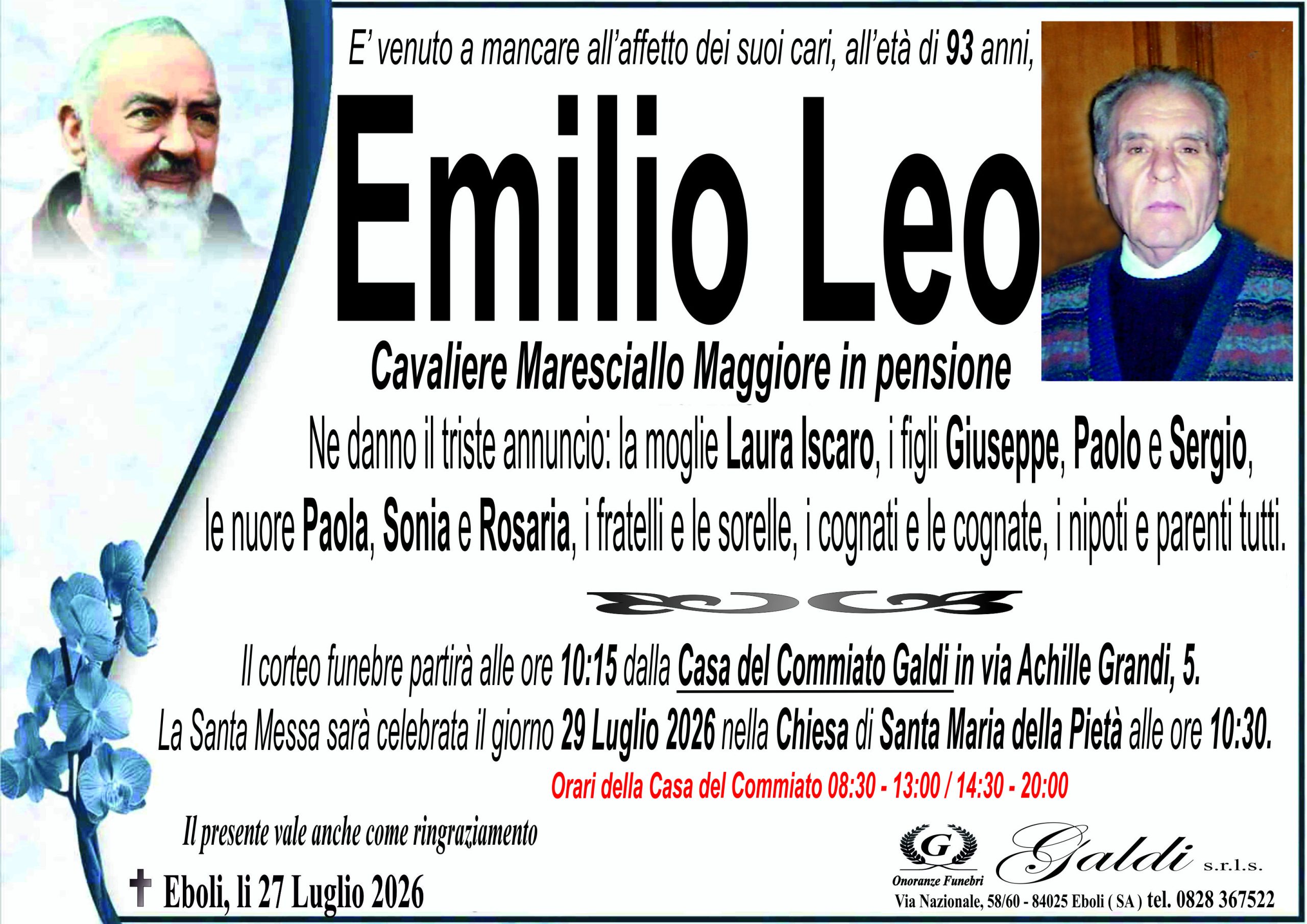 Leo Emilio a Eboli - Onoranze Funebri Galdi